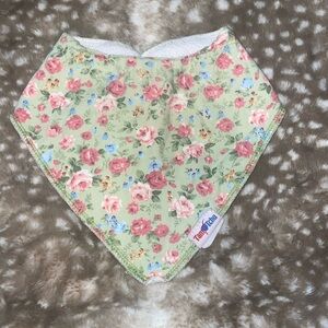 Light green and pink floral adjustable baby bib